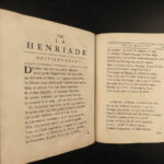 1728 La Henriade by Voltaire French Lit Henry IV Dedication to Queen Caroline