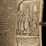 1663 Luneberg German Bible Illustrated Catechism 56 Woodcut Scenes FINE BINDING