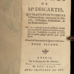 1724 Rene DESCARTES Letters of Philosophy Geometry Physics Science Optics Math