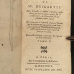 1724 Rene DESCARTES Letters of Philosophy Geometry Physics Science Optics Math