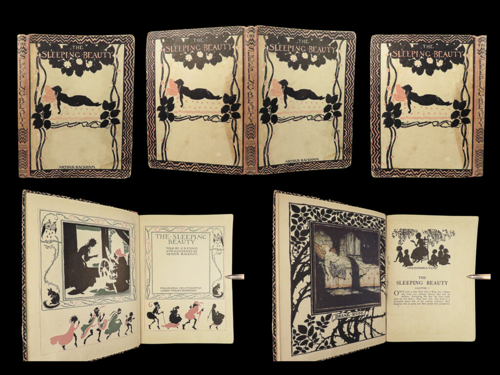 1920 the sleeping beauty illustrated rackham art fantasy fairy perrault disney |   <em>“like the sundial, my paint box counts no hours but sunny ones. ” </em> ― arthur rackham   a beautiful and famed printing of a classic fairytale - ‘<em>sleeping beauty</em>’. This edition features a charming pictorial hardcover binding as well as <strong>illustrations throughout by renowned illustrator, arthur rackham. </strong>