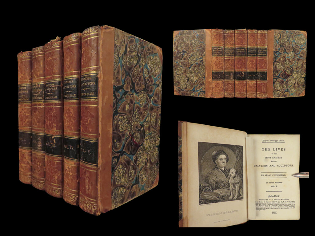1831 art lives of painters sculptors hogarth blake flaxman bacon illustrated 5v | allan cunningham’s “<em>lives of painters and sculptors</em>” is a rare 19th-century collection of biographical sketches of famous english artists. Cunningham provides information on famous figures such as john bacon, william blake, joshua reynolds, and william hogarth, and more.   this 1830s mixed edition includes frontispiece portraits of william hogarth, benjamin west, and john flaxman engraved by illman & pilbrow after hogarth, t. Lawrence, and j. Jackson.