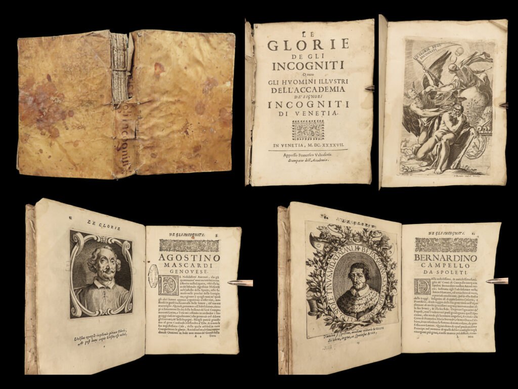 1647 famed italian loredanian academy venice 107 portrait biographies brusoni | girolamo brusoni was a 17<sup>th</sup>-century italian writer who served on the loredanian academy, or the accademia degli incogniti – a collection of notable italian intellectuals. Brusoni sought to highlight the lives of the men of the academy by publishing a collection of short biographies of each. This work contains impressive, full-page portrait engravings of each figure. Especially important for women’s studies, history of music, and libertinism in italy!