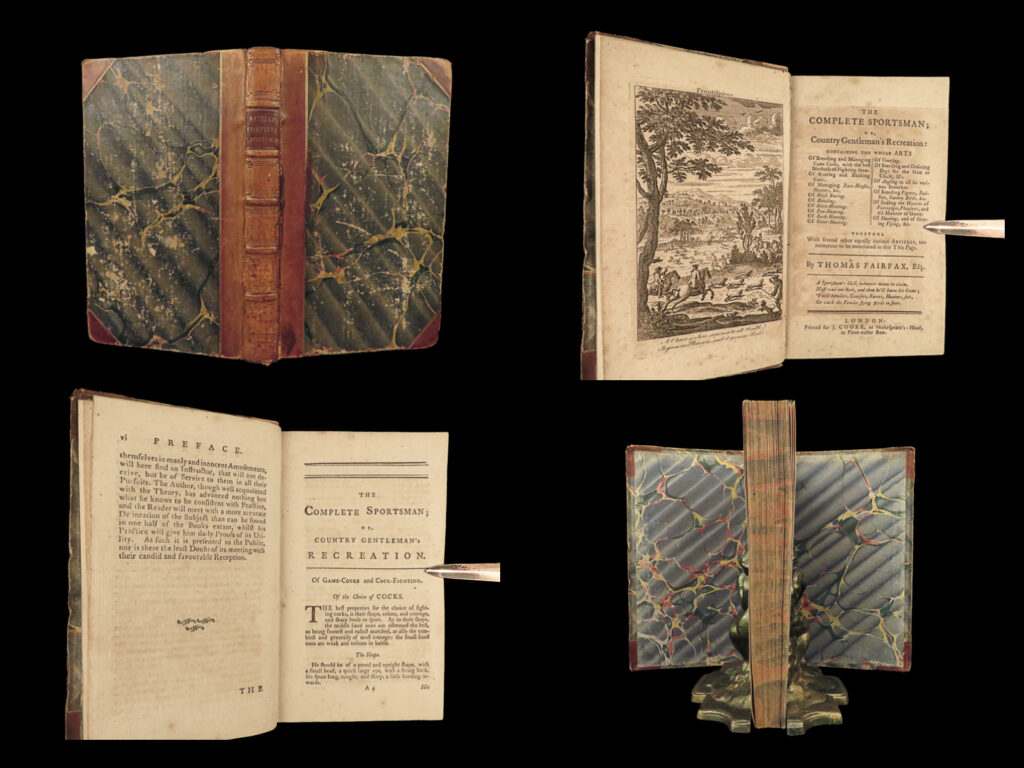 1760 complete sportsman 1ed fairfax hunting fishing equestrian husbandry sports | ‘<em>the complete sportsman’ </em>is an 18<sup>th</sup>-century english hunting manual by thomas fairfax. First published in 1760 (westwood & satchell), this book provides a wealth of knowledge on hunting fox and deer, shooting, fishing, bowling, horse-racing and training, dog-breeding, and much more!  