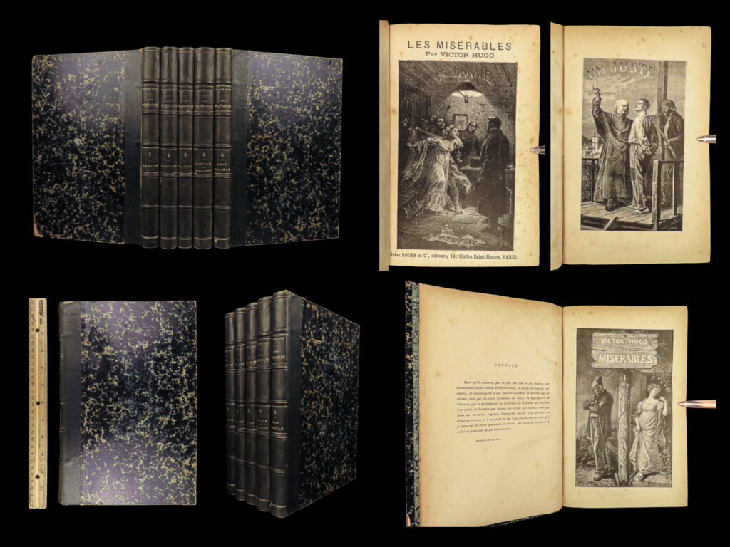 1888 les miserables victor hugo french classic literature rouff illustrated 5v | <em>“even the darkest night will end, and the sun will rise. ” </em> <em>― </em>victor hugo<em>, les misérables </em>   the best-known and oft-considered greatest french writer is unarguably victor hugo. His romance novels and stories have withstood the test of language and time. His most famous work, ‘<em>les miserables</em>’, has been transformed into film, theatre, and opera.