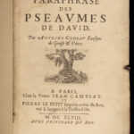 1648 Bishop Antoine Godeau BIBLE Paraphrases of PSALMS David French Poetry Paris