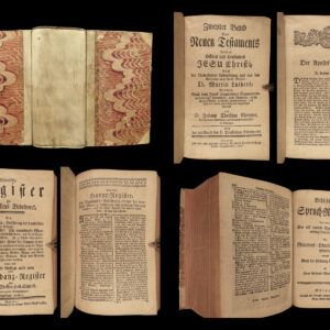 1770 German BIBLE New Testament Martin Luther + Commentary Speyer Vellum Binding
