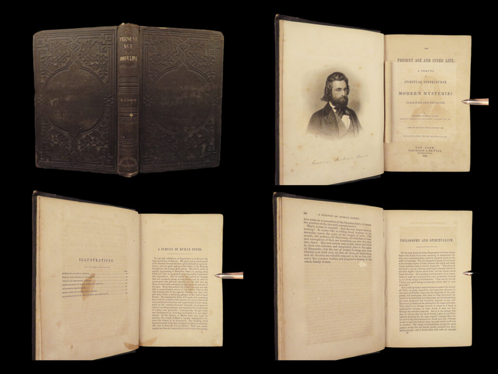 1853 spiritualism davis occult mediums fortune-telling insanity mystery esoteric | andrew jackson davis was a 19<sup>th</sup>-century american spiritualist known for his works of philosophy, mesmerism, and spiritual mysteries! One such work was his “<em>present age and inner life</em>” a follow up to his studies in spiritual intercourse. In this book, davis discusses human needs, the motivations of mediums, medical insanity, and the functions of the brains as it pertains to spiritualism. A curious work indeed!