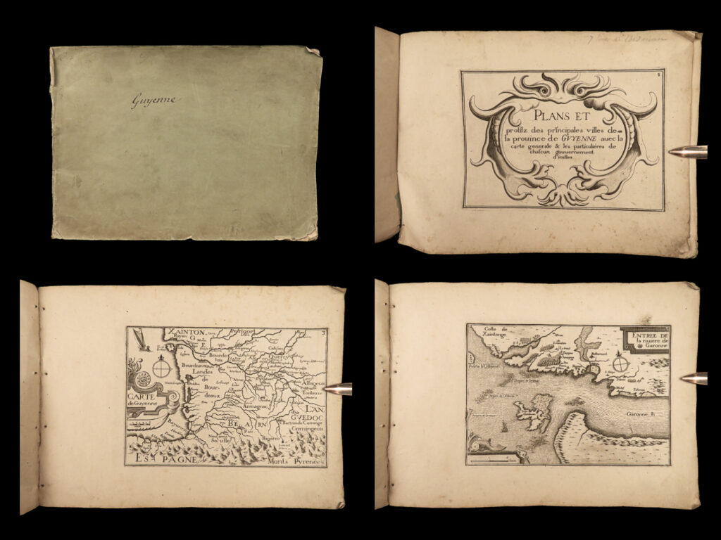 1640 atlas nicolas tassin maps guyenne france french geography bayonne cahors | nicolas tassin was a mid-17<sup>th</sup>-century french cartographer whose maps were some of the most thorough and accurate of the time. This collection of tassin maps includes his maps and engravings of cities, towns, and villages, in guyenne, france. Notable maps include: bayonne, bergerac, blaye, bourdeaux, bourg, cahors, fronsac, libourne, and royan.
