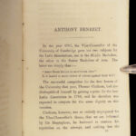 1858 SLAVERY Benezet & John Wesley on Early American Slave Trade Philadelphia