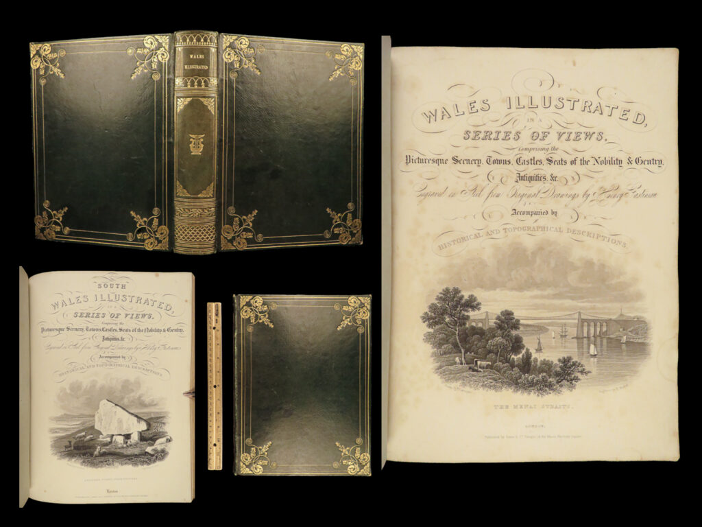 1830 wales illustrated 1ed gastineau great britain castles cathedrals welsh | henry gastineau was an english engraver and prolific watercolor painter.  this fine, illustrated work features views and descriptions of scenes and landmarks from around wales including: <ul> <li>rhuddlan castle</li> <li>bangor</li> <li>pont y glyn</li> <li>beaumaris</li> <li>welch pool</li> <li>ruthin castle</li> <li>bets y coed</li> </ul>   <strong>this exquisite work contains 225+ illustrations throughout. </strong>