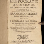 1694 Hippocrates Medicine SECRETS Aphorisms Surgery Galen Genga Commentary Roma