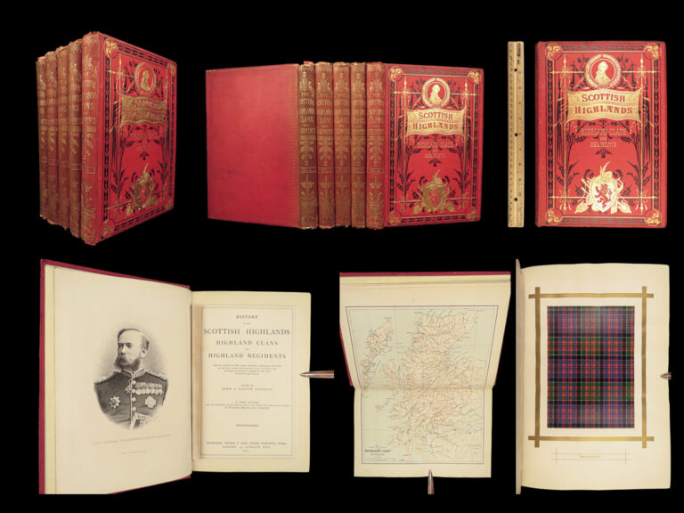 Image of 1887 History of Scottish Highlands SCOTLAND Clan Color Illustrated Castles Flags