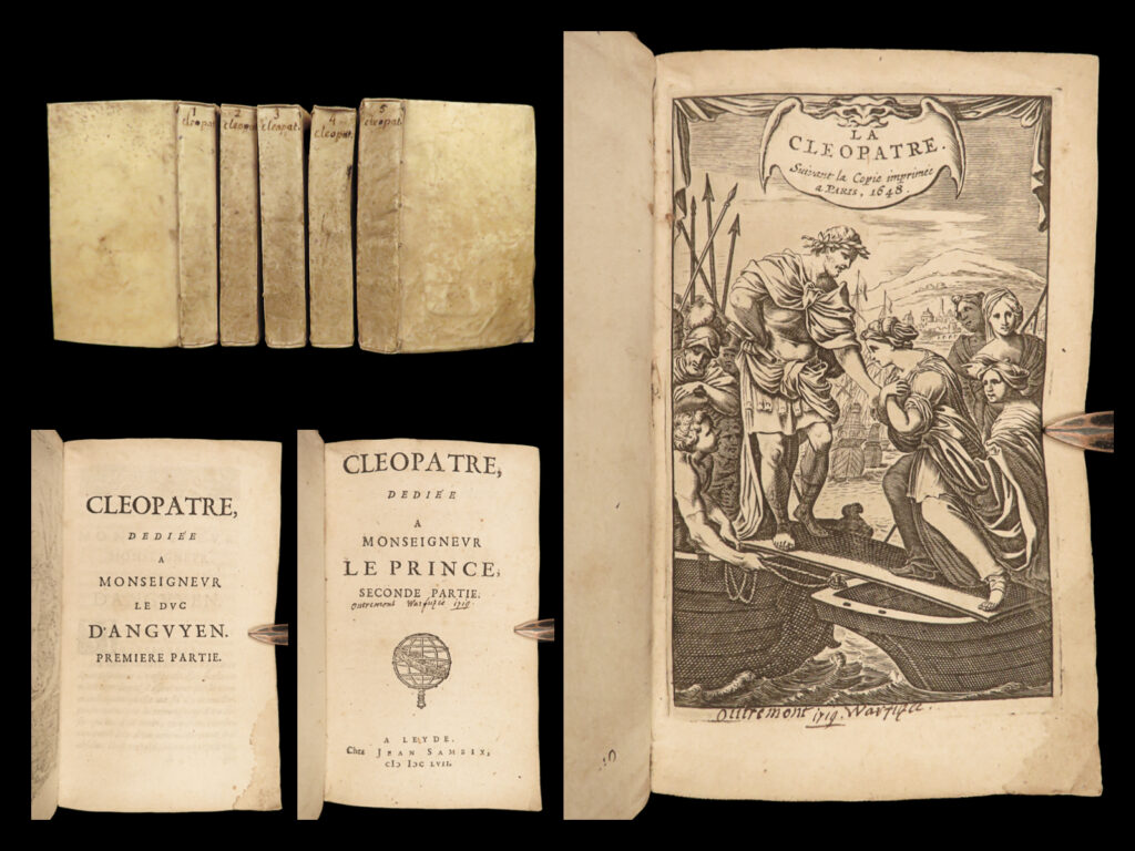 1648 cleopatra 1ed by gautier calprenede louis xiii anne of austria egypt rome | guatier de la calprenede was a 17<sup>th</sup>-century french novelist. Calprenede, with his plays and novels, found favor with queen anne of austria and her husband, king louis xiii of france in 1650. While serving the royal family, calprenede fell in love with one the queen’s maidens who agreed to marry him on the condition that he complete his lengthy novel ‘<em>cleopatra’</em>. He agreed, however, the novel took more than 10 years to complete and wasn’t finished until 1657. Nevertheless, ‘<em>cleopatra’</em> became one of his most important and oft-read novels.