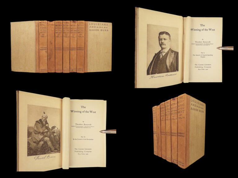 Image of 1905 RARE Theodore Roosevelt Winning of the West Americana INDIAN Wars 6v SET