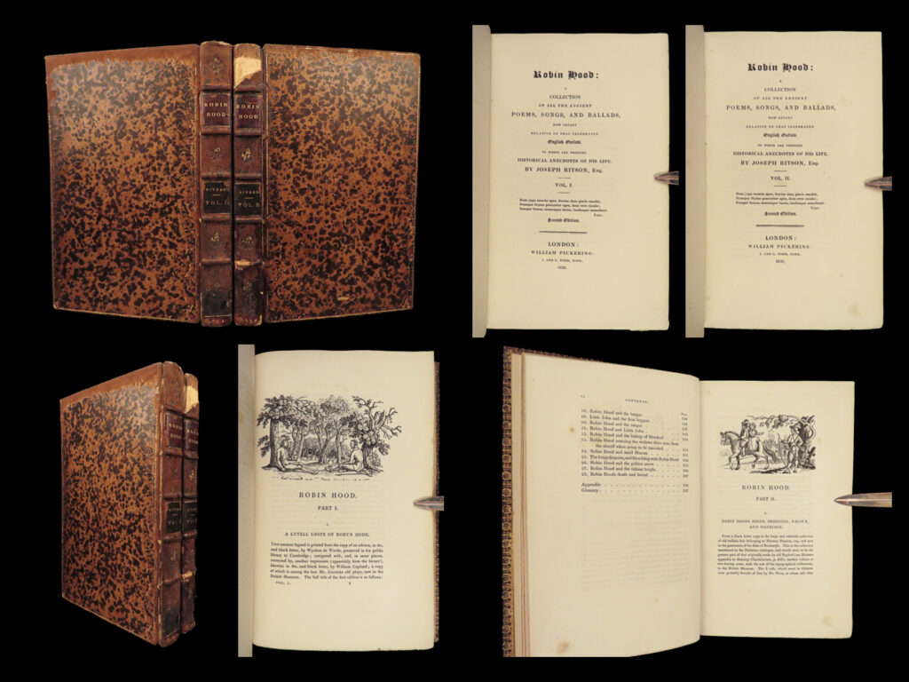 1832 robin hood songs & ballads english folklore friar tuck ritson illustrated 2v | robin hood has become one of the world’s most well-known legendary heroes from english folklore. Robin and his merry men were known to common thieves who sought to better the poor and take care of the sick. The name robin hood has become synonymous with outlaws who do not reveal their identity.   this 1832 two-volume edition of the story of robin hood was collected and edited by joseph ritson and proved to be one of the most important editions of early 19<sup>th</sup>-century english folklore literature.