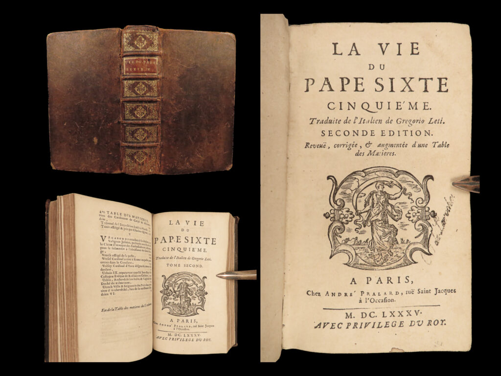 1685 life of pope sixtus v gregorio leti counter reformation rome vatican 2in1 | <em>“while i live, every criminal must die” </em> – pope sixtus v <em> </em> a rare biography of the life of pope sixtus v by the famous gregorio leti. Leti was known to possess an ‘anti-papal’ view when it came to his historical writings, however, “<em>the life of pope sixtus v</em>” was widely read and translated throughout europe during the 17<sup>th</sup>- and 18<sup>th</sup>-century. Even though leti was called ‘inexact’ by the catholic encyclopedia and ‘inaccurate’ by the lutheran church, his historical importance and relevance is well-known and unprecedented. (mosheim, 194).   pope sixtus v was revered for his role in eradicating and decreasing corruption and disorder throughout rome. While he provoked controversy by destroying some iconic antiquities, he rebuilt much of the papacy, restored economic conditions, and was a central figure in the counter-reformation.