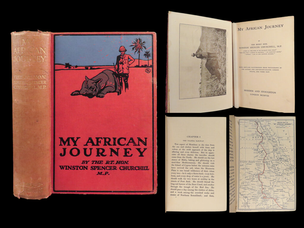 1908 winston churchill 1st ed big game hunting my african journey illustrated | <em>“success is not final, failure is not fatal: it is the courage to continue that counts. ” </em> <em>― </em>winston s. Churchill <em> </em> acknowledging all churchill's other accolades, we tend to overlook his claims as a writer of travel. A fine example is at hand in ‘<em>my african journey</em>’, the story of his 1908 excursion in kenya and uganda. <em> </em> ‘<em>my african journey</em>’ is notable for being the only book of his to have photographs possibly taken by the author. Churchill profited from his trip by serializing articles in the strand magazine and publishing a book. Hodder and stoughton published ‘<em>my african journey</em>’ in 1908, which added significantly more content than was in the serialized articles.