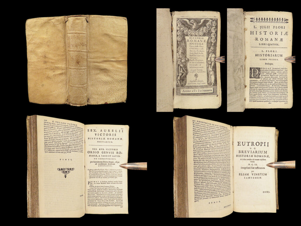 1647 lucius florus history of rome livy ab urbe condita amsterdam vellum | <em>“men of outstanding ability are more likely to lack the power of controlling their own people than of defeating an enemy in battle. ” </em> <em>― </em>livy<em>, the history of rome </em>   florus was a roman historian who lived during the 2<sup>nd</sup>-century ad. His history of rome was collected by livy, and mainly focuses on the foundation of rome though the end of the b. C. Era. The work is considered somewhat inaccurate, especially compared to livy’s much more popular and famous ‘<em>history of rome’</em> as florus’s work lacks details of chronology and geography.