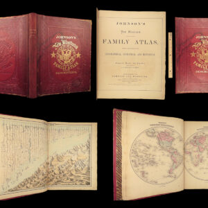 1860 Johnson Family ATLAS Geography Color 92 MAPS Texas California New York HUGE