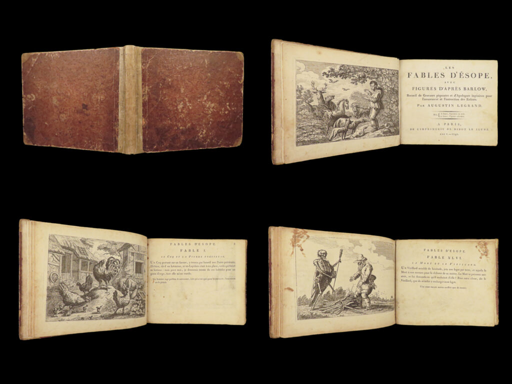 1797 aesop fables illustrated 99 francis barlow art mythology cuts animals rare | aesop’s fables have been printed for centuries and include some of the most famous fables and tales of all time. Aesop’s fables have been printed for centuries and this early 19<sup>th</sup>-century french edition by francis barlow is a highly desirable printing. Published in 1797, this volume from barlow’s edition features over 100 full-page illustrated engravings of animals and mythical creatures by barlow. Barlow, a 17<sup>th</sup>-century artist, first designed his aesop woodcuts for john ogilby’s 1665 edition.