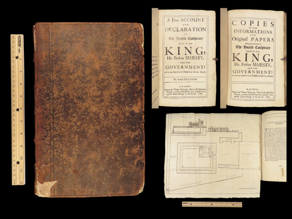 1685 assassination king charles ii 1ed england rye house plot 2in1 thomas sprat | <strong><u>a first-hand account of the plot to assassinate king charles ii! </u></strong>   king charles i of england was executed following the english civil war, part of a conspiracy that led to the english throne being vacated in favor of the council of state. The trial of king charles resulted in numerous reports describing the events of the arrest, trial, and ultimate execution of the king. One such document was thomas sprat’s first-hand account of the plot.   sprat was involved in what has become known as the most controversial conspiracy of the 17<sup>th</sup>-century, the rye house plot – a plan to assassinate king charles ii and his brother james ii. This book includes two works, and the two were intended to be published together. According to lowndes, “this [work] is always considered a discreditable production, and the author himself completely destroyed all its pretensions to authenticity; for in letters which he wrote after the revolution, he admits that james ii altered the papers in divers passages, and then caused them to be printed. ”