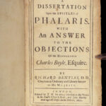 1699 Epistles of Phalaris 1ed Bentley & Boyle Controversy on Greek Literature