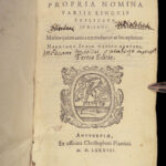 1581 Nomenclator Famed PLANTIN Encyclopedia Anatomy Botany Philosophy Junius