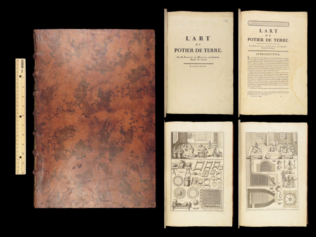 1773 arts & science monceau on wood working wax & candles tobacco pipes tiles | duhamel du monceau was an 18<sup>th</sup>-century french engineer and scientist who focused heavily on agriculture, horticulture, and forestry. His research extended to other sciences including branches of physics and chemistry. In his book ‘<em>arts et metier’</em>, monceau describes his findings, discoveries, and techniques in wood working, tile work, building furnaces and kilns, building pipes for smoking tobacco, wax and candle making, and much more. Each of these sections includes impressive, full-page engravings – the views of tile patterns are particularly interesting.