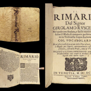 1698 Italian Ruscelli Rimario Ariosto Dante Boccaccio Poems Rhyming Dictionary