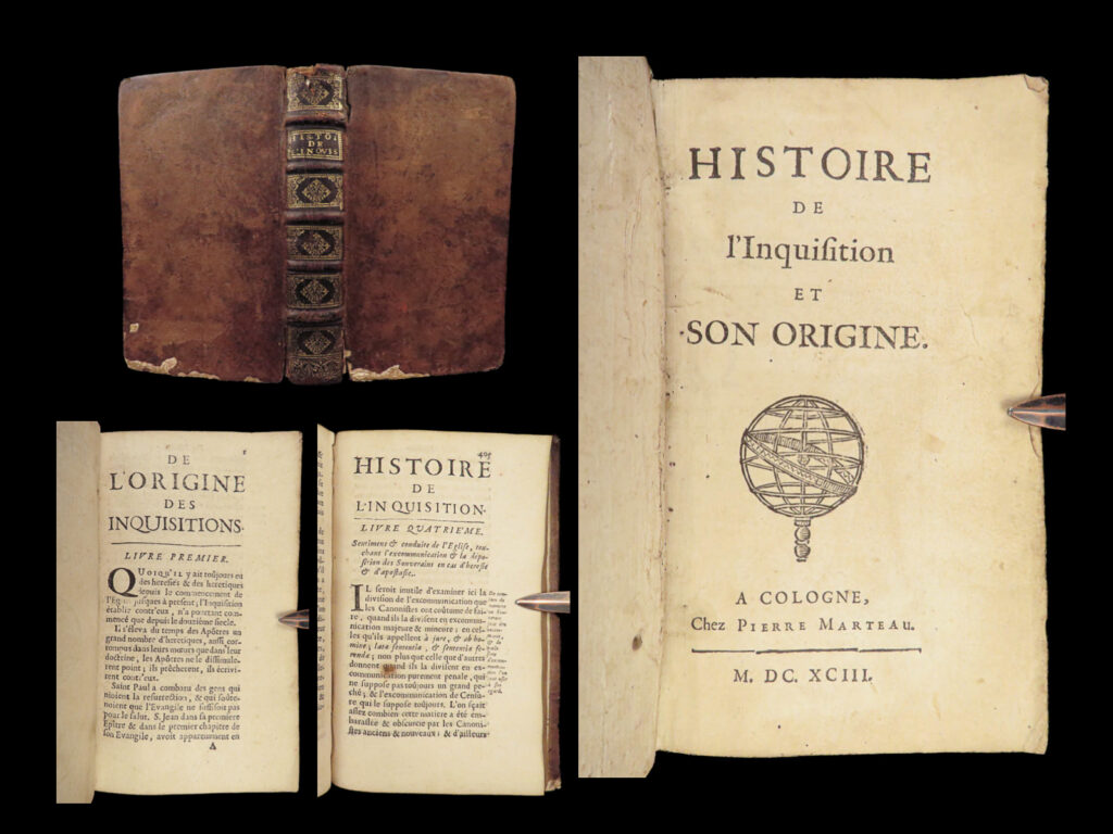 1693 catholic inquisition torture 1ed marsollier & limborch pope boniface viii | a rare first edition of jacques marsollier’s 1693 historical account of the catholic inquisition. Curiously, marsollier’s french work comes almost exclusively from philipp limborch’s ‘<em>historia inquisitionis’ </em>which was published just a year earlier.  