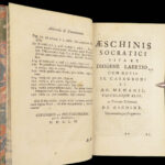 1711 GREEK Dialogues 1ed Aeschines Socraticus Plato SOCRATES Philosophy Latin