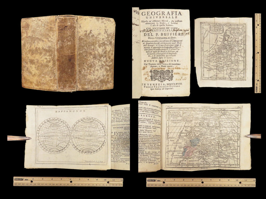 1768 geography atlas 19 maps africa italy asia america california island buffier | known primarily for his contributions to philosophy, claude buffier, a 17<sup>th</sup>-century french jesuit historian, published a work of universal geography. This work, which went through numerous editions and titles into the late 18<sup>th</sup>-century, describes each of the world’s continents and major world powers on each. This atlas, along with previous editions, were published at a time before extensive knowledge of the world was common. Buffier atlases are well-known to <strong>show california as an island off the american west coast! </strong>