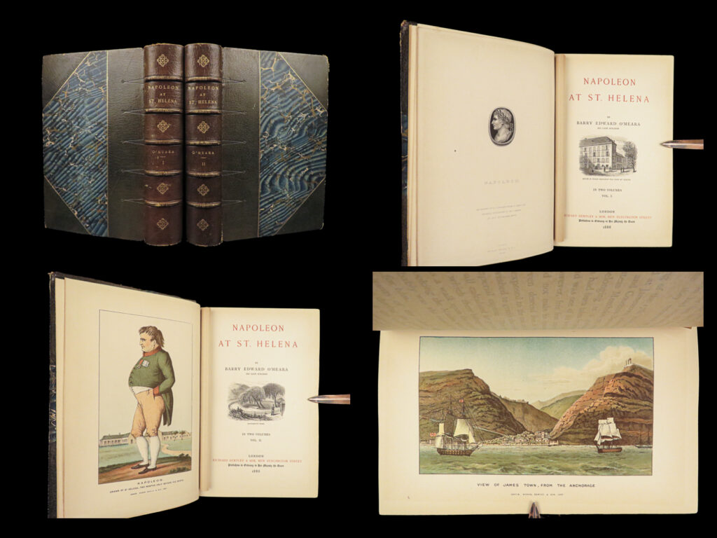 1888 history of napoleon bonaparte napoleonic wars st helena fine binding 2v | an absolutely <strong><u>stunning, beautiful two-volume</u></strong> history of napoleon’s exile on saint helena.   napoléon bonaparte was the most prominent military leader during the french revolution and led many successful campaigns. His political and military influence has and will continue to be an important effect on european affairs.   author barry edward o’meara was a well-known expert on the life and military career of napoleon but is best remembered for his focus on napoleon’s exile. He published numerous works on napoleon’s life after the wars including his exile to saint helena. “<em>napoleon at st. Helena</em>” explores napoleon’s experiences on the island including his eventual death. Item number: #27234 price: $499