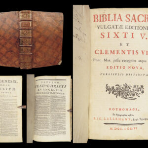 1773 Holy BIBLE Vulgate Biblia Sacra Catholic Church Pope Clement VIII RARE