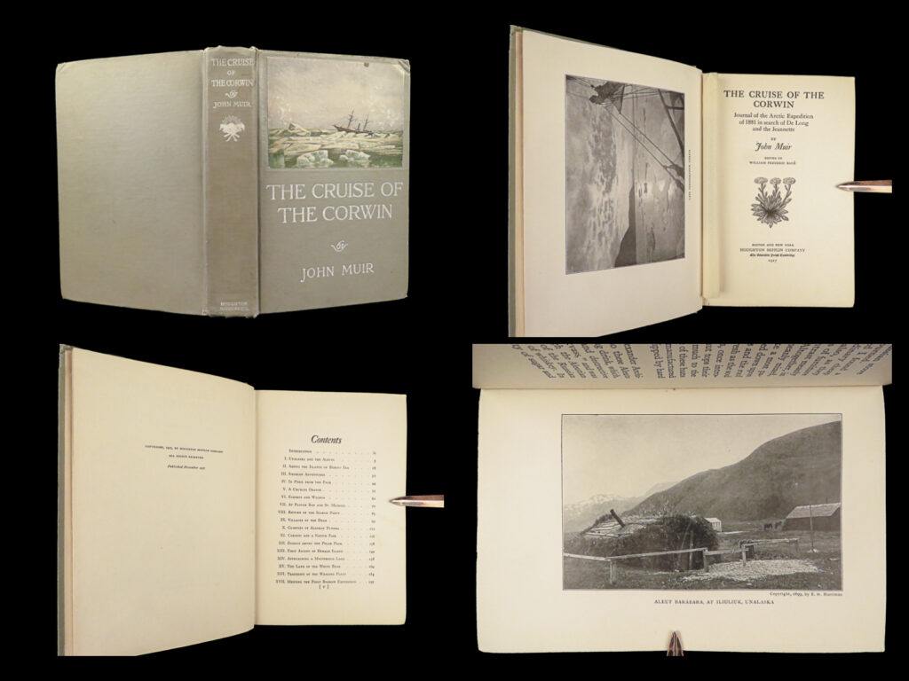 1917 john muir 1ed cruise of the uss corwin to alaska indian eskimos illustrated | john muir, also known as "<em>john of the mountains</em>" and "<em>father of the national parks</em>”, was an influential scottish-american naturalist, environmental philosopher, and an early advocate for the preservation of wilderness in the united states.   in 1881, muir returned to alaska joining an expedition on the uss corwin which landed at wrangel island. The entirety of his experiences there along with journal entries are recorded in his book ‘<em>the cruise of the corwin’</em>. This book is notable for containing descriptions of the indigenous eskimo tribes in alaska and st. Lawrence island.   item number: #27675 price: $499