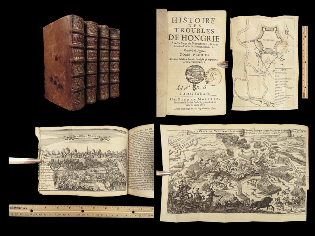 1686 hungary history vanel hungarian turks ottoman islam v christianity wars | claude vanel’s ‘<em>le royaume de la hongrie</em>’, or ‘<em>kingdom of hungary</em>’ is a relatively unknown historical work regarding the history of hungary, the influences of christianity and islam, european wars, as well as geographic and topographical surveys. Much of this work is printed in latin and french in parallel columns.   item number: #27814 price: $995