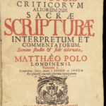 1694 Famed Bible Commentary of Matthew Poole anti Catholic England Synopsis Criticorum
