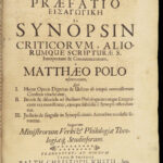 1694 Famed Bible Commentary of Matthew Poole anti Catholic England Synopsis Criticorum