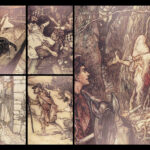1912 Grimm Fairy Tales Arthur Rackham Art SNOW WHITE Cinderella Rapunzel Fables