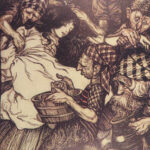1912 Grimm Fairy Tales Arthur Rackham Art SNOW WHITE Cinderella Rapunzel Fables