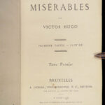 1862 Les Misérables 1ed Victor HUGO French Classic Literature 10v Brussels NO PARIS