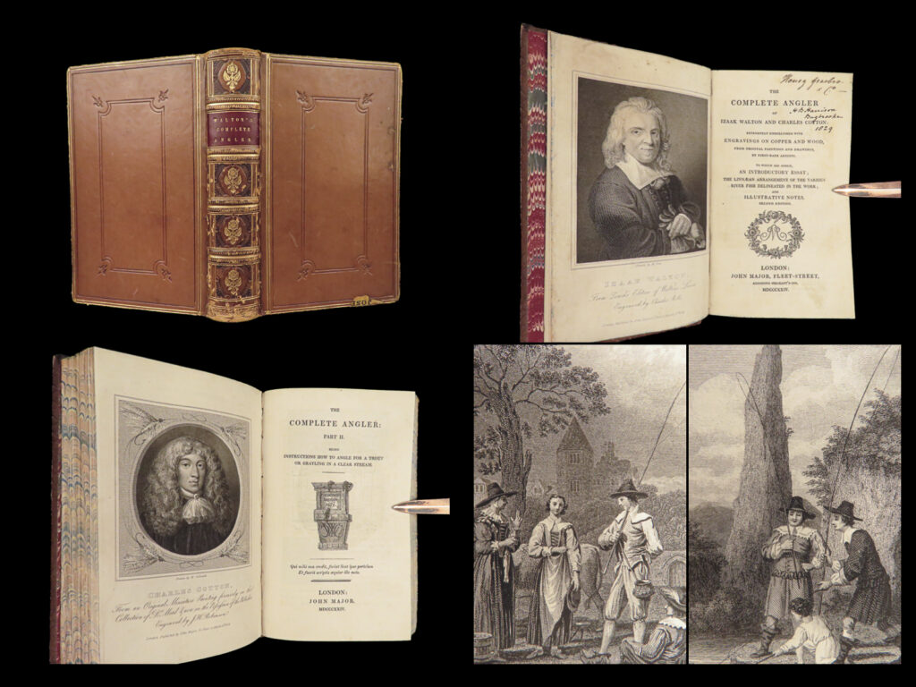 1844 complete angler fishing hunting angling fish cotton walton engravings | <em> </em> charles cotton and izaak walton’s ‘<em>the complete angler</em>’ was an important and extremely popular game and hunting book from 1653. Walton sought to celebrate the everyday fisherman and hunter, providing tips, tricks, and first-hand observations on fishing, and hunting through the lens of a conversation between two fictional anglers. <em> </em> this 1824 edition edited by john major <strong>includes impressive woodcut illustrations</strong>. The second edition is one of the best editions of walton’s “<em>angler</em>” – editions that, according to coigny, are considered “excellent”.   item number: #28176 price: $599
