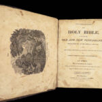 1833 English Holy Bible Illustrated HUGE Jersey Woodmansee Civil War PROVENANCE