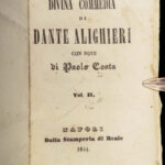 1844 Divine Comedy by Dante Alighieri Commedia w/ Paola Costa Italian Commentary
