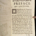 1694 LAW Justinian Institutes Codex Rome Corpus Juris Ferriere Commentary 2v