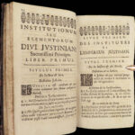1694 LAW Justinian Institutes Codex Rome Corpus Juris Ferriere Commentary 2v