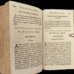 1694 LAW Justinian Institutes Codex Rome Corpus Juris Ferriere Commentary 2v