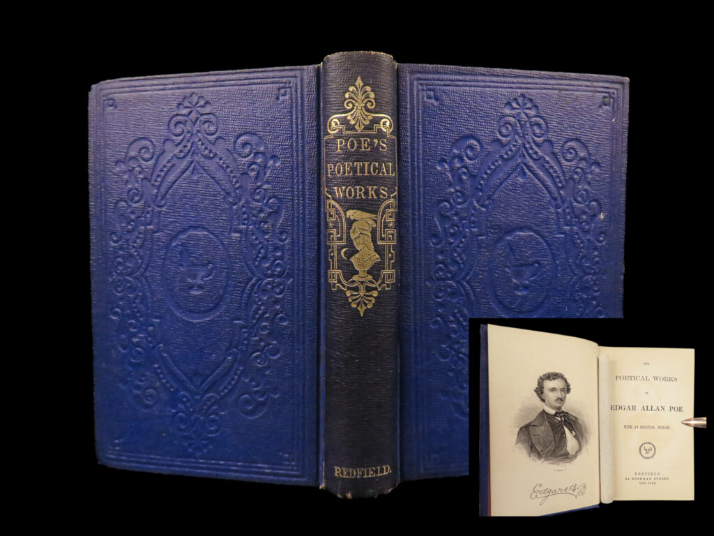 1859 edgar allan poe illustrated the raven bells lenore occult horror macabre | <em>“hear the sledges with the bells, silver bells, what a world of merriment their melody foretells! ” </em> – poe, <em>‘the bells’</em>   edgar allan poe is widely regarded as a central figure of romanticism in the united states and american literature as a whole, and he was one of the country's earliest practitioners of the short story. Poe is generally considered the inventor of the detective fiction genre and is further credited with contributing to the emerging genre of science fiction.   this early printing of the works of poe includes all of his most famous, macabre poems such as: <ul> <li>the raven</li> <li>the bells</li> <li>lenore</li> </ul>   item number: #28372 price: $499