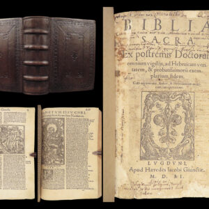 1551 Vulgate BIBLE | Biblia Sacra Jerome Commentary | Woodcuts & Fine Binding
